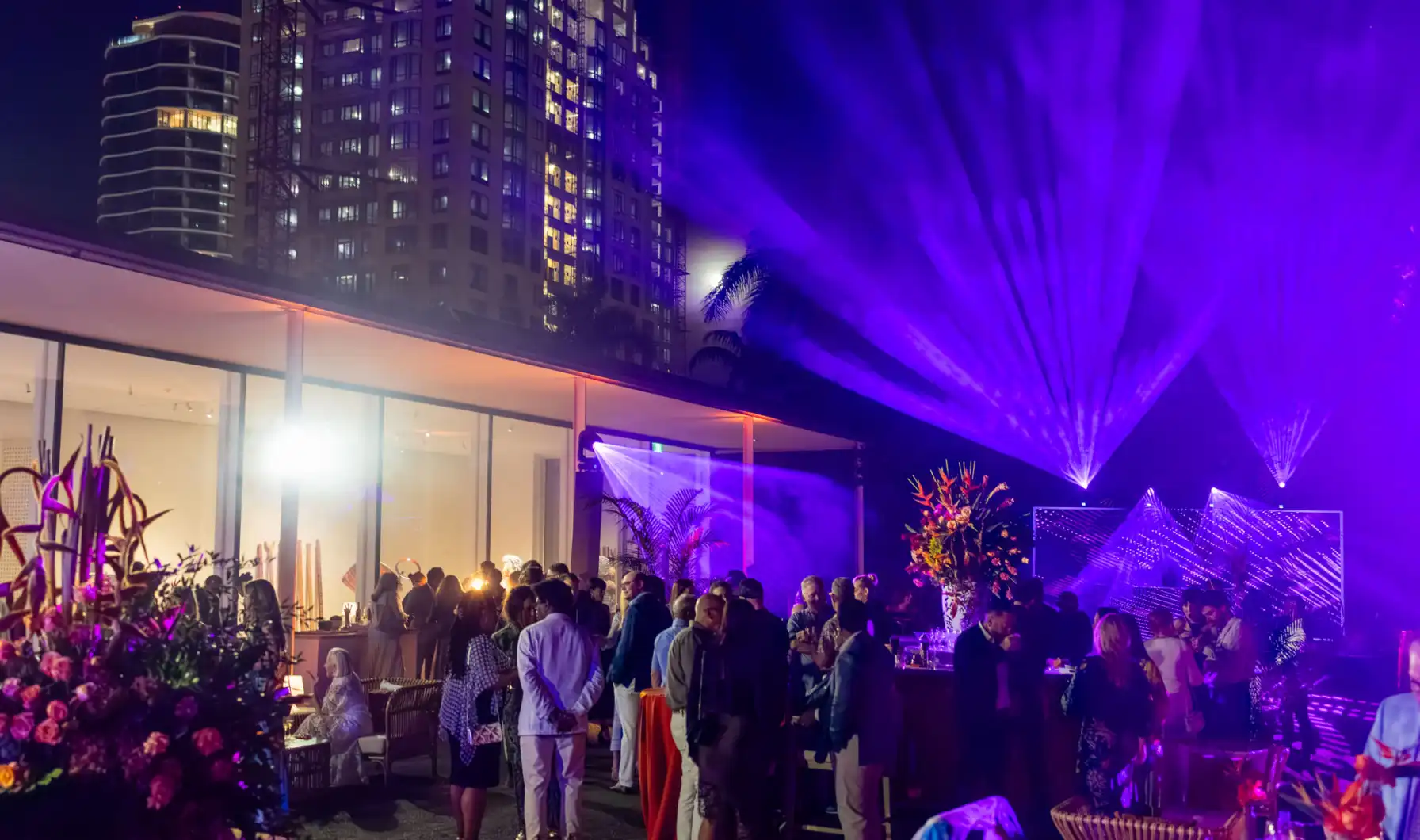 Chic, Nighttime, Outdoor gathering on the Great Lawn of the Norton Museum
