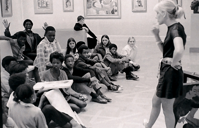 Students visiting the Norton, circa 1970s